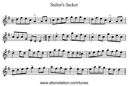 Sailor's Jacket - staff notation