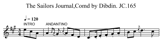Sailors Journal,Comd by Dibdin. JC.165, The - staff notation