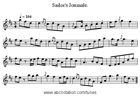 Sailor's Journale. - staff notation