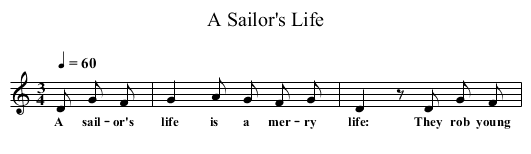 Sailor's Life, A - staff notation
