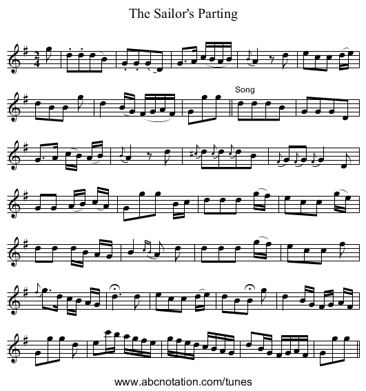 Sailor's Parting, The - staff notation
