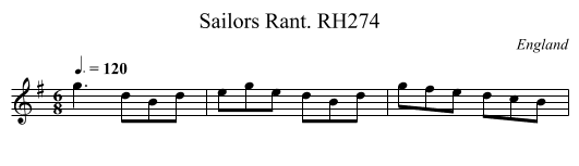 Sailors Rant. RH274 - staff notation