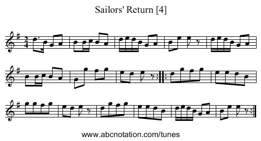 Sailors' Return [4] - staff notation
