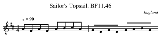 Sailor's Topsail. BF11.46 - staff notation