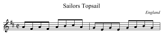 Sailors Topsail - staff notation