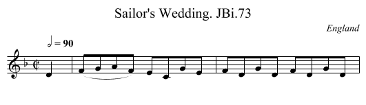 Sailor's Wedding. JBi.73 - staff notation