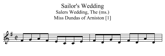 Sailor's Wedding - staff notation
