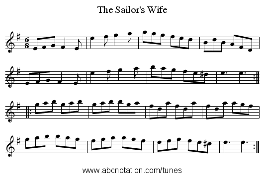 Sailor's Wife, The - staff notation