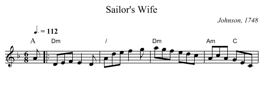 Sailor's Wife - staff notation