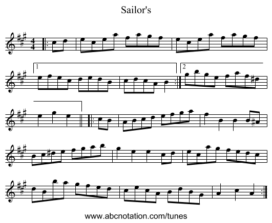 Sailor's - staff notation