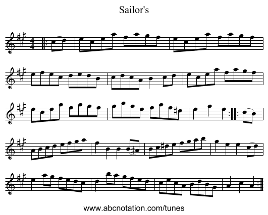 Sailor's - staff notation