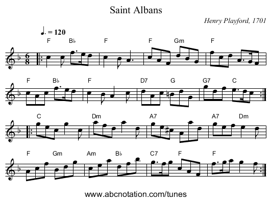 Saint Albans - staff notation