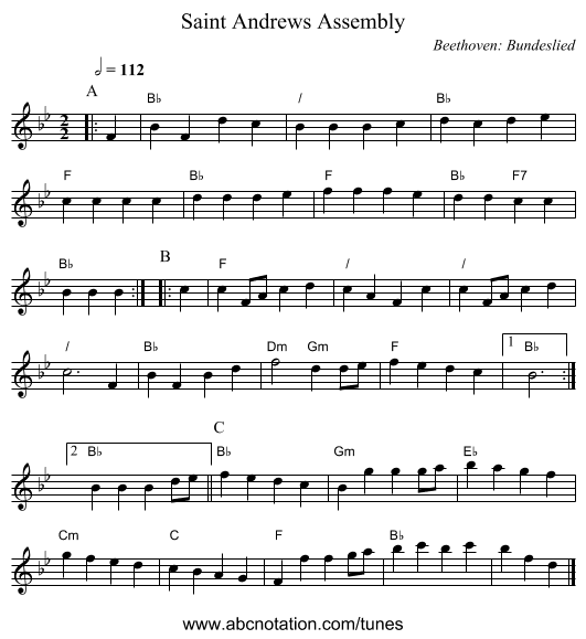 Saint Andrews Assembly - staff notation