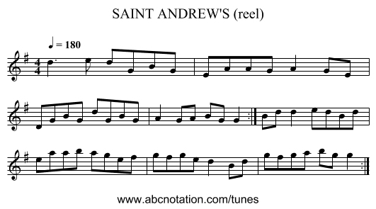 SAINT ANDREW'S (reel) - staff notation