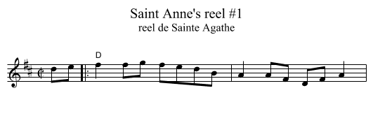 Saint Anne's reel #1 - staff notation