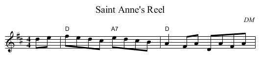 Saint Anne's Reel - staff notation