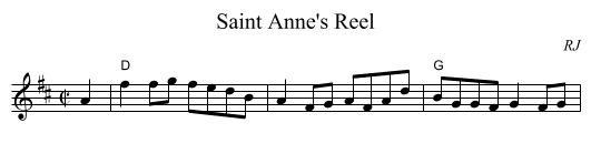 Saint Anne's Reel - staff notation