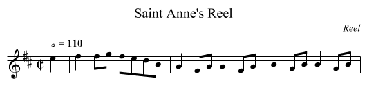 Saint Anne's Reel - staff notation