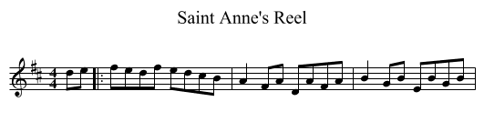 Saint Anne's Reel - staff notation