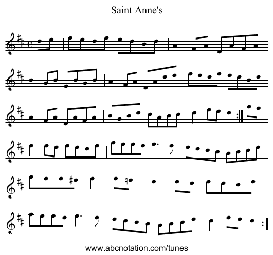 Saint Anne's - staff notation