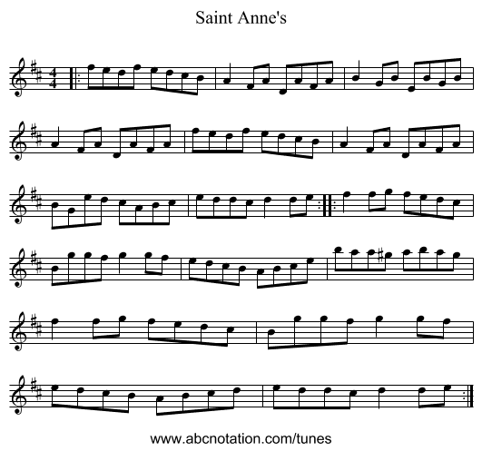 Saint Anne's - staff notation