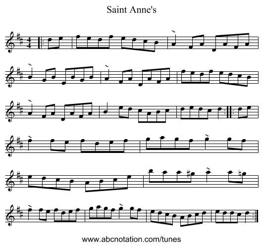 Saint Anne's - staff notation