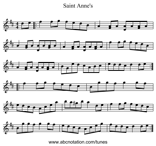 Saint Anne's - staff notation