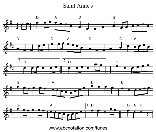 Saint Anne's - staff notation