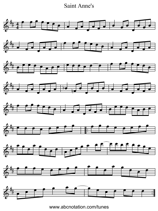 Saint Anne's - staff notation