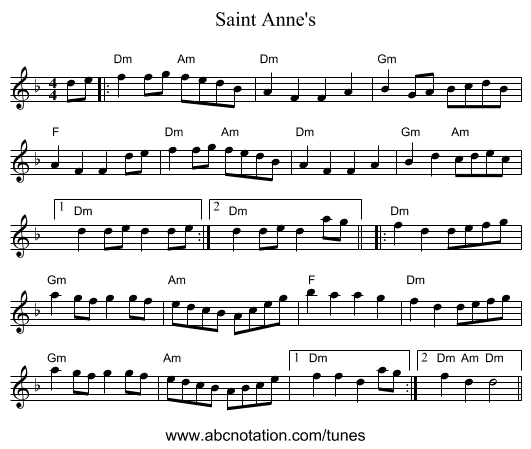 Saint Anne's - staff notation