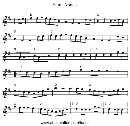 Saint Anne's - staff notation