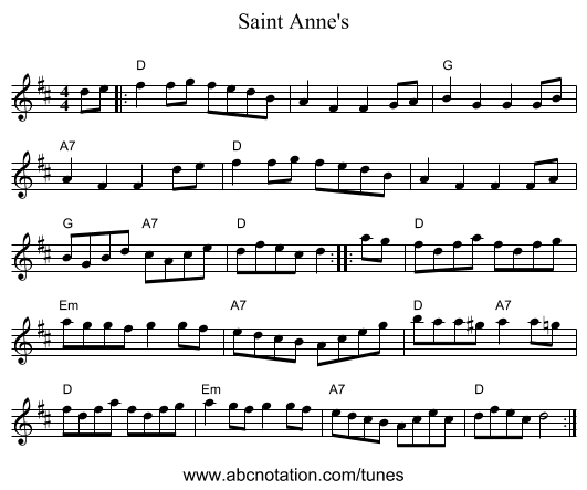 Saint Anne's - staff notation