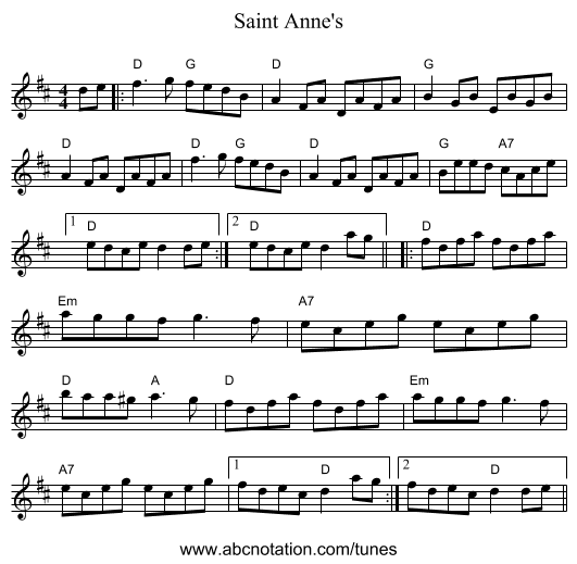 Saint Anne's - staff notation