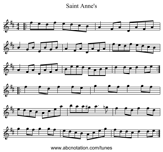 Saint Anne's - staff notation