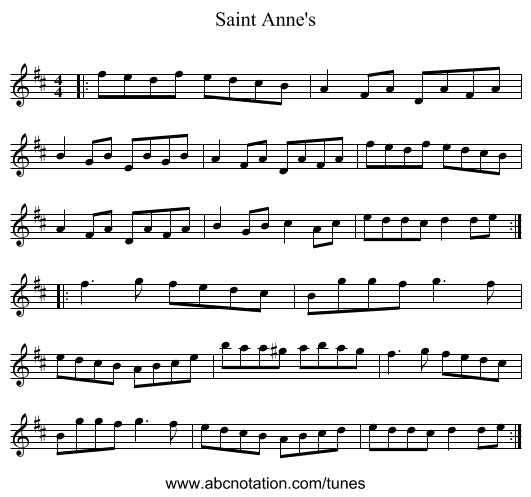 Saint Anne's - staff notation