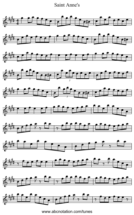 Saint Anne's - staff notation