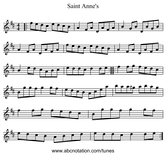 Saint Anne's - staff notation
