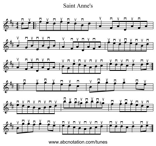 Saint Anne's - staff notation