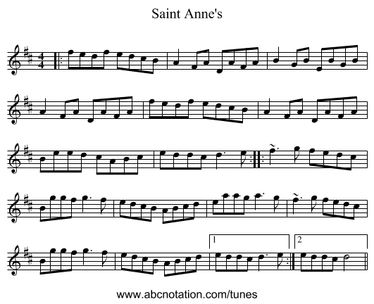 Saint Anne's - staff notation