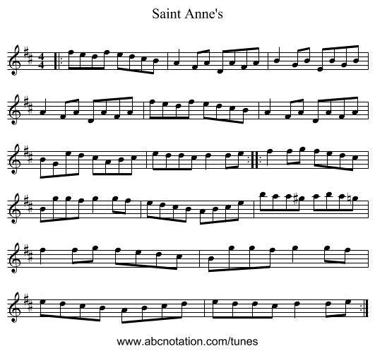 Saint Anne's - staff notation