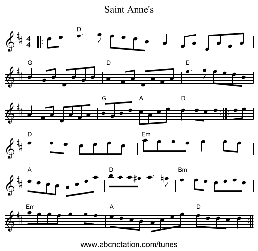 Saint Anne's - staff notation