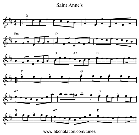 Saint Anne's - staff notation