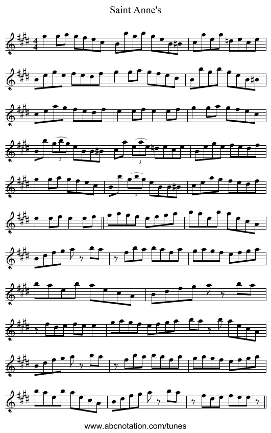 Saint Anne's - staff notation
