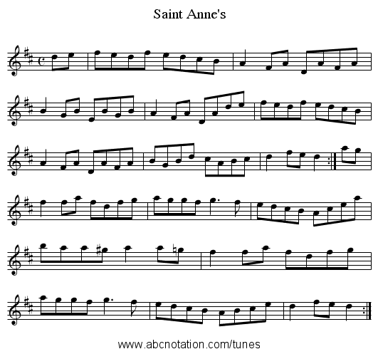 Saint Anne's - staff notation