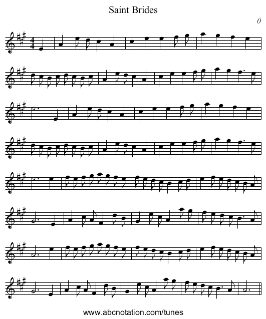 Saint Brides - staff notation