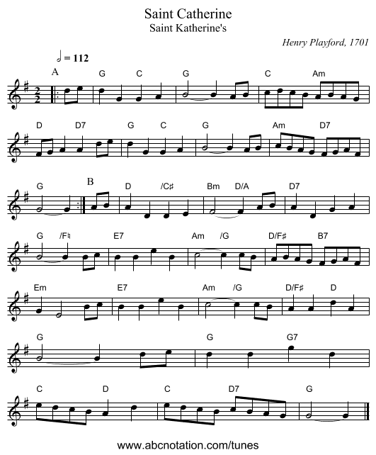 Saint Catherine - staff notation