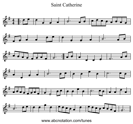 Saint Catherine - staff notation
