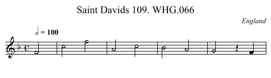 Saint Davids 109. WHG.066 - staff notation