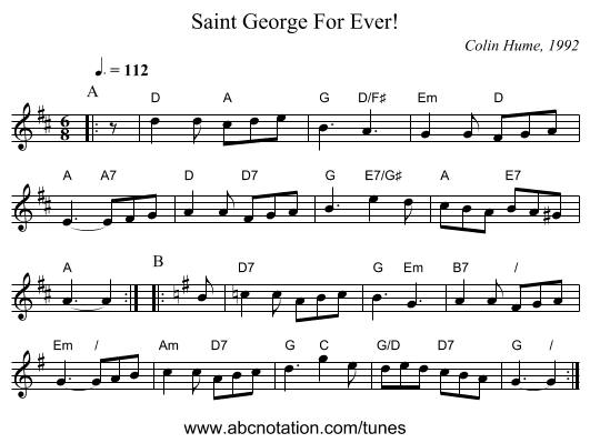 Saint George For Ever! - staff notation