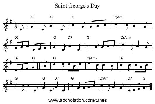Saint George's Day - staff notation